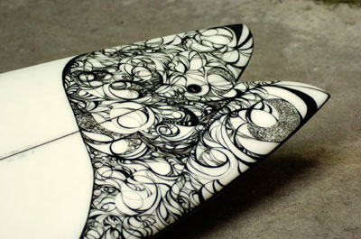 Alicia Nicholas surf board