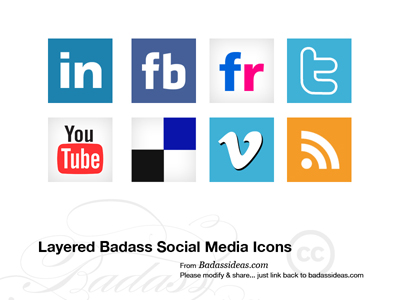 Badassideas.com Layered Photoshop Social Media Icon Set